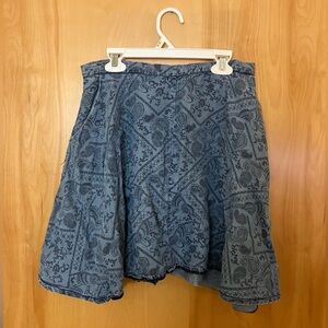 Blue Patterned Women's Fit and Flare Skirt